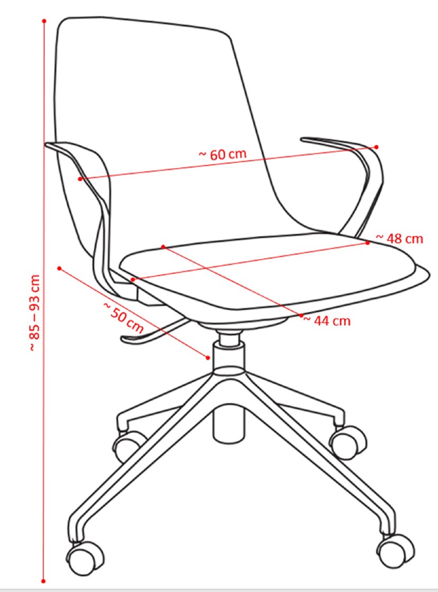 Jet-Line Office-Chair CHARLOTTE, white-red