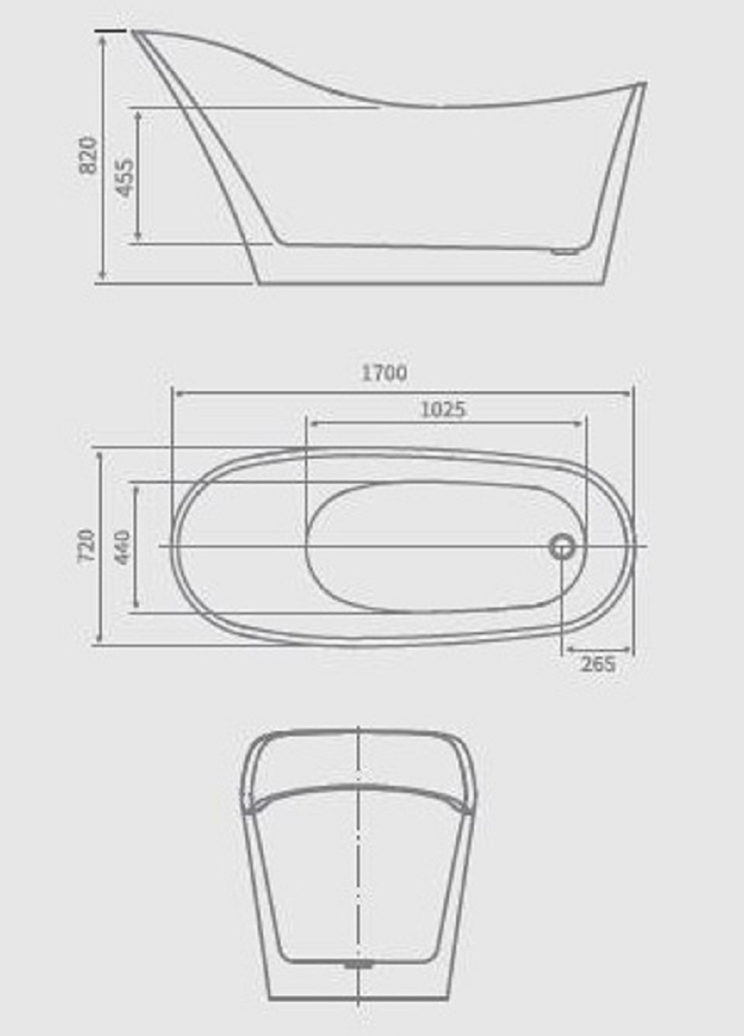 Design Badewanne CHUR II 1700x720 Jet-Line Wanne freistehend weiss elegant