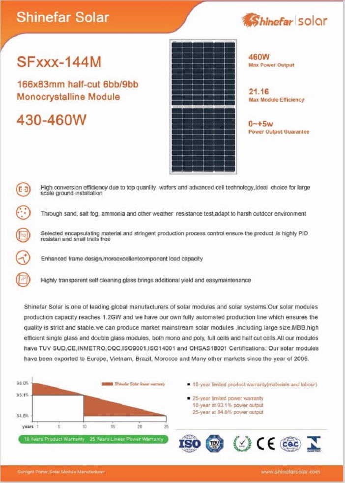 Solar Modul 450 W silver frame