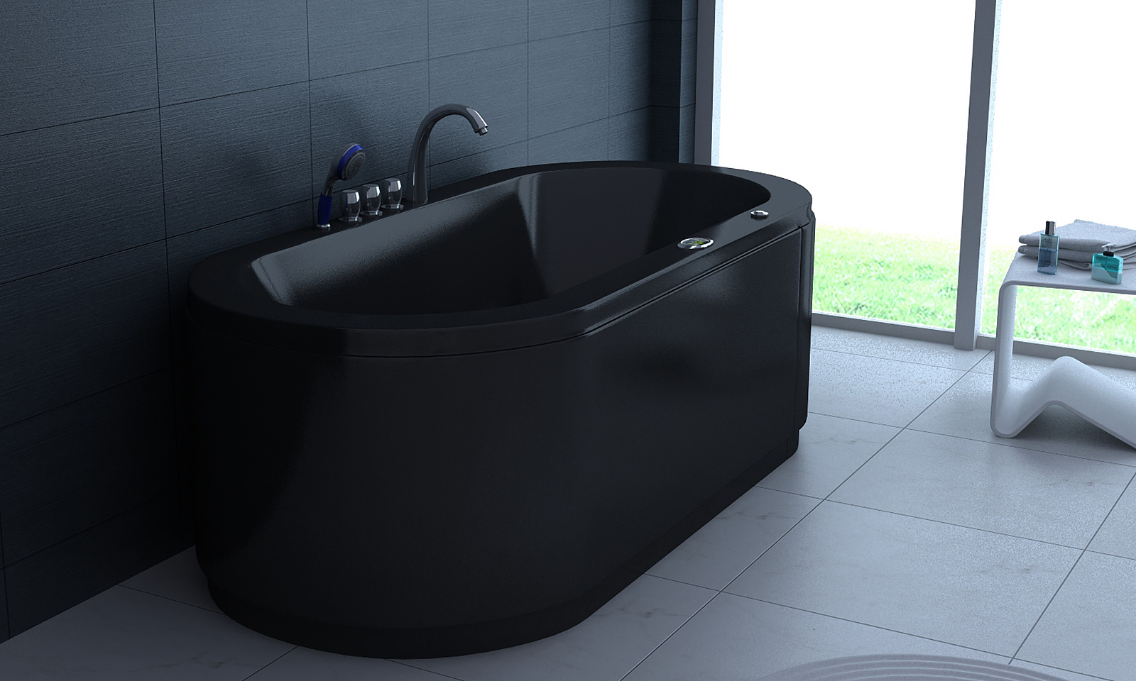 Villa Sofia schwarz Whirlpool 194 x 90 cm
