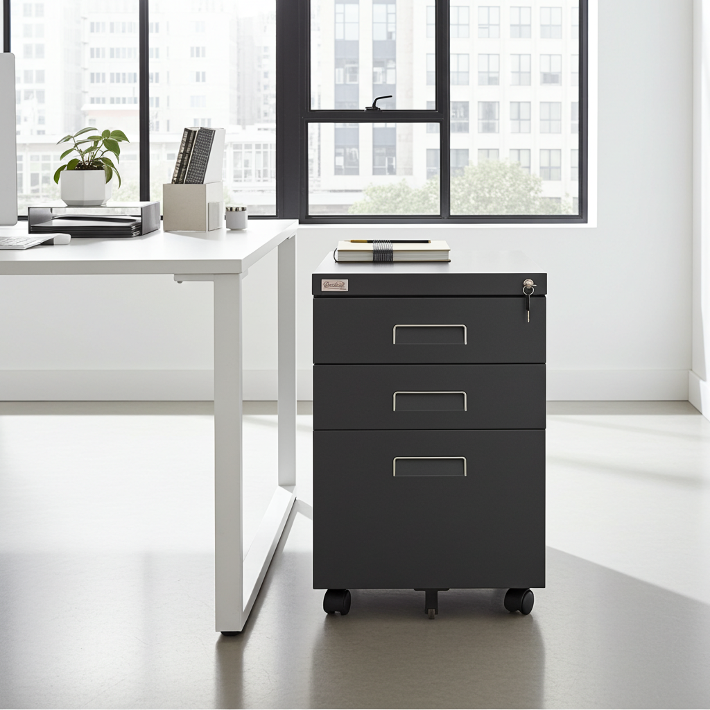 Büro Rollcontainer 3 Schubladen Hängeregistratur abschliessbar PAUL anthrazit Rollschrank