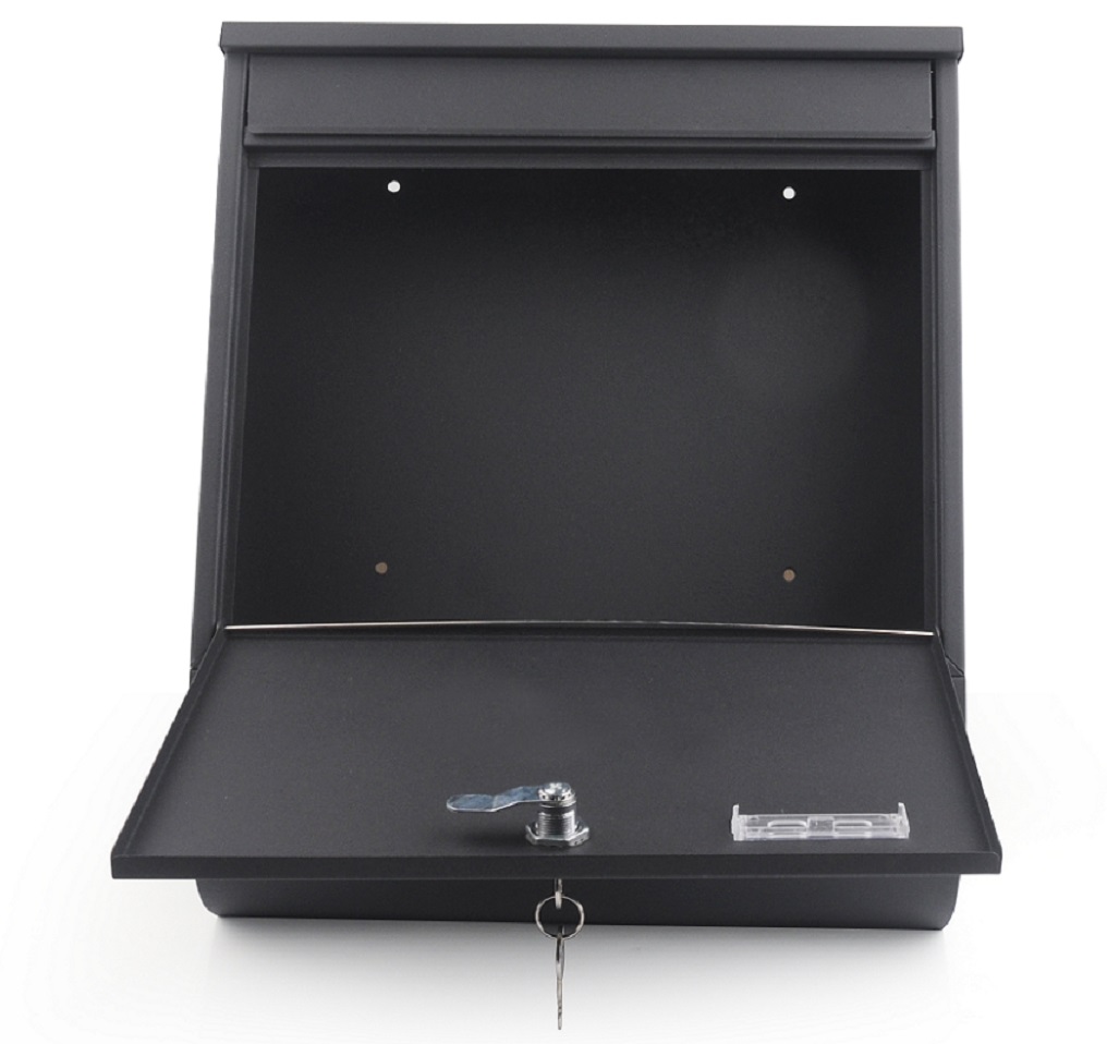 Jet-Line Letterbox with house number holder, matted black