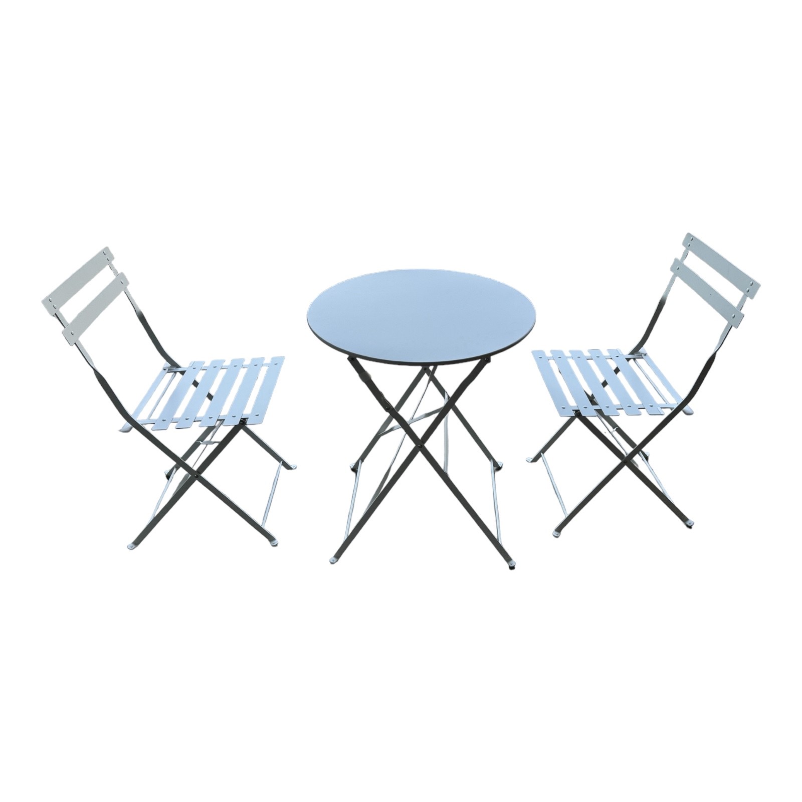 Jet-Line | Bistro Gartenmöbel Set | weiss | Tisch mit 2 Klappstühlen | Terrasse | Balkon | Garten