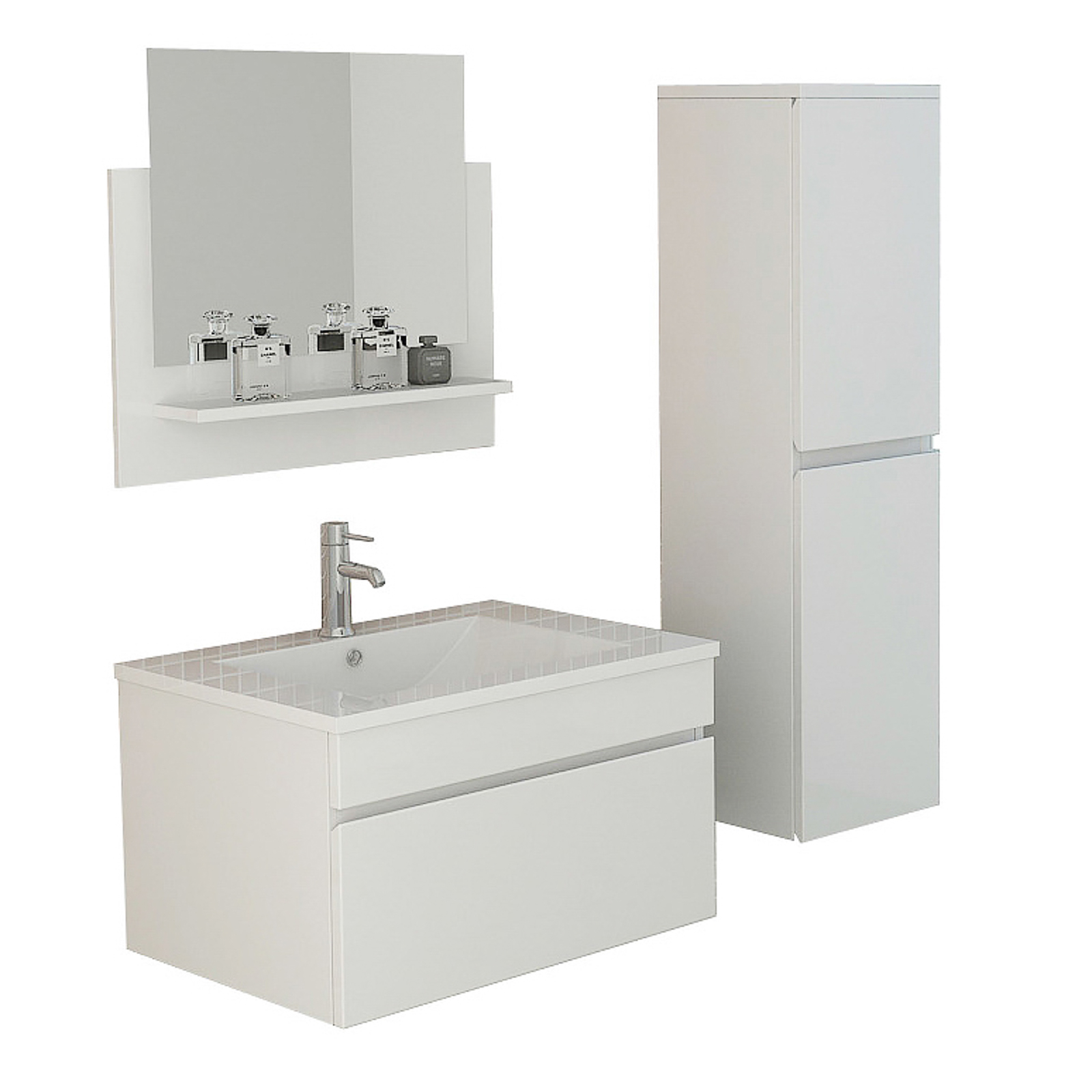 Jet-Line® | Badmöbel Set 3 Teilig | weiss | Bad Möbel Set | Badset Badmöbel