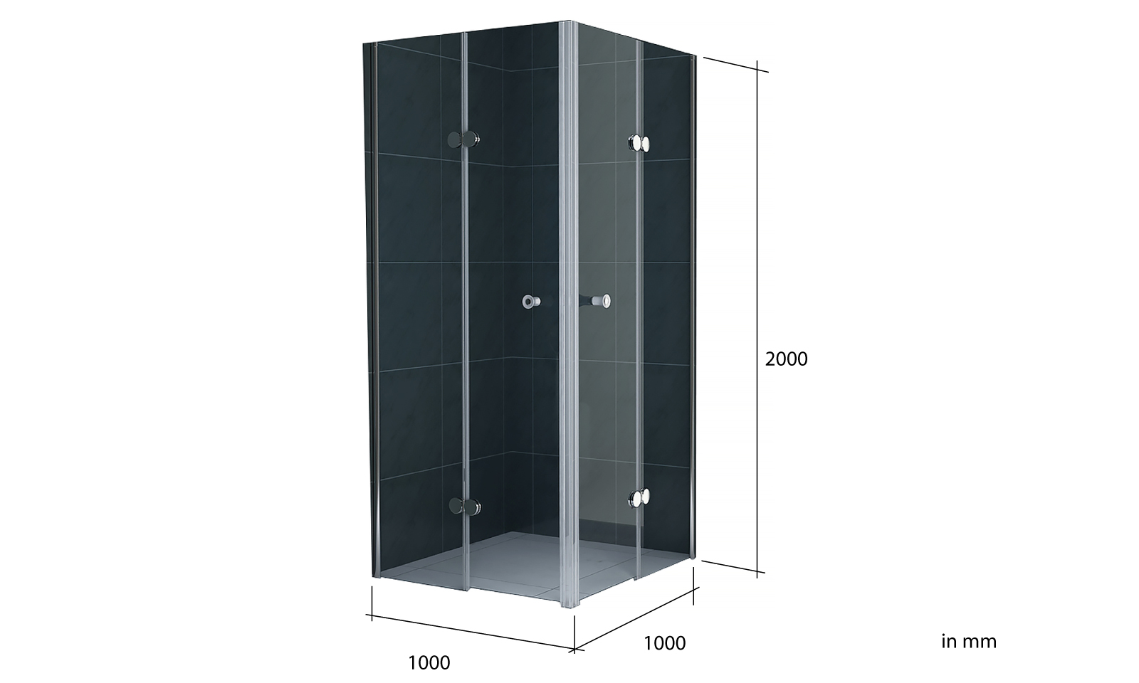 Faltdusche 100 x 100 x 200cm klarglas