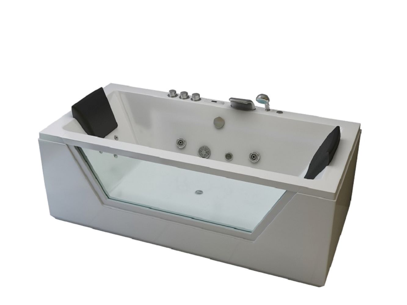Whirlpool Indoor Spa Badewanne Whirlpool LUGANO weiß 185x90x62 cm LED Massagedüsen Whirlwanne