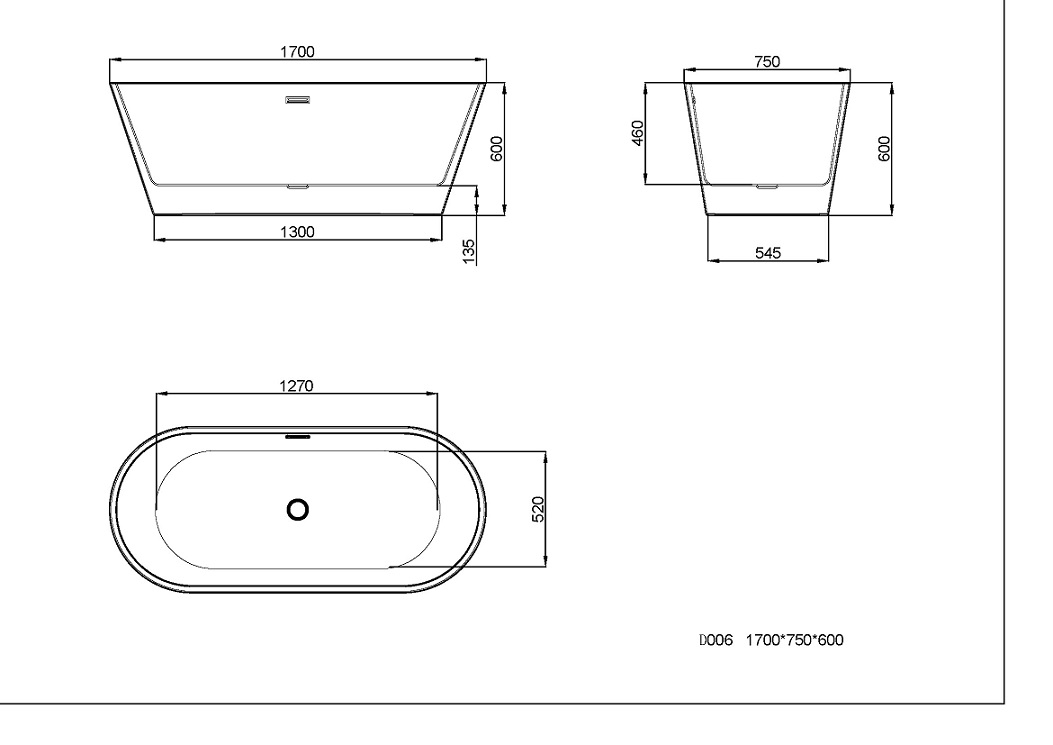 Badewanne DEHLIA grau freistehend Jet-Line 170 x 80 cm Bad Ausstattung