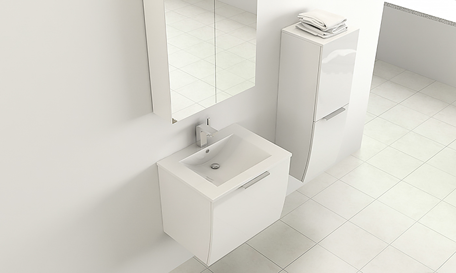 Jet-Line Badset Weiß – Modernes Badezimmermöbel-Set mit Spiegelschrank & zusätzlichem Hängeschrank