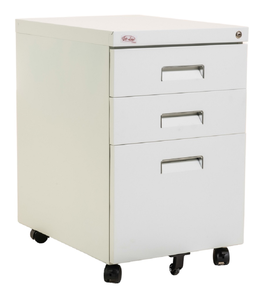 Büro Rollcontainer 3 Schubladen mit Hängeregistratur abschliessbar PAUL weiss Rollschrank
