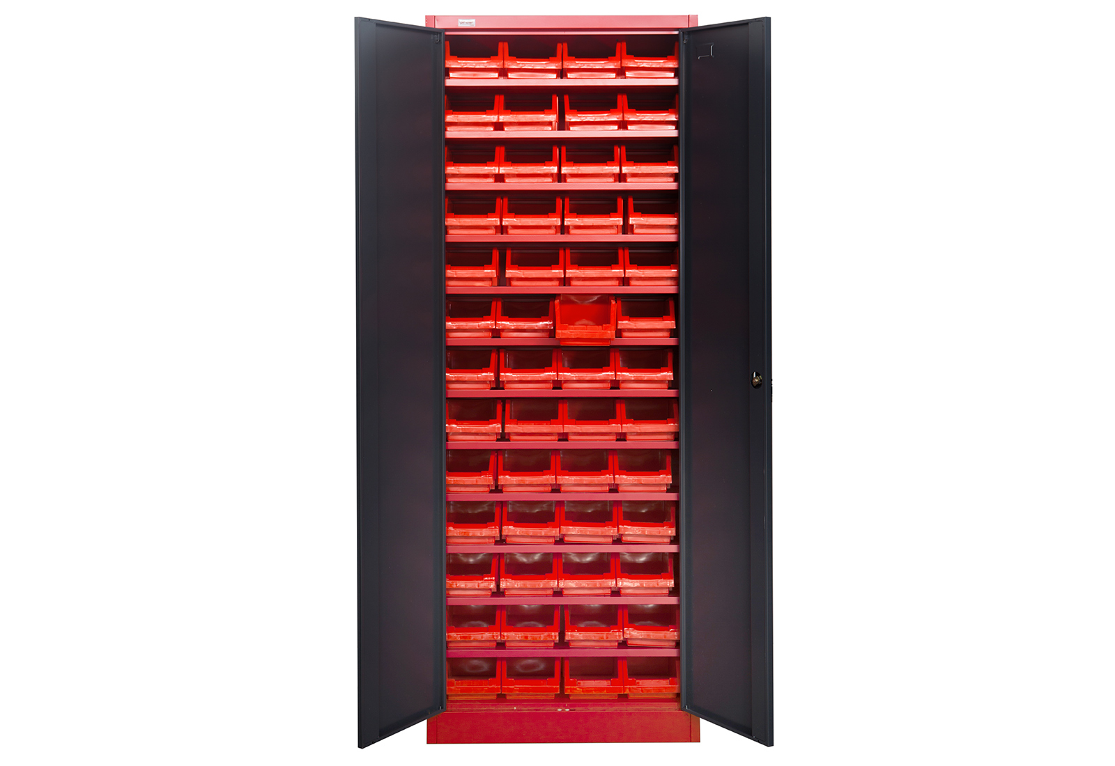 Steel Small-Part-Cabinet "Kirow", red/dark-gray