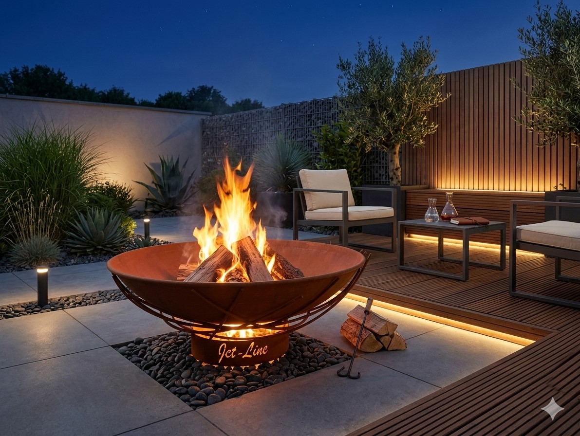 Feuerschale Doha in Rostoptik 62 cm Garten Grill Outdoor Feuerstelle Feuerkorb