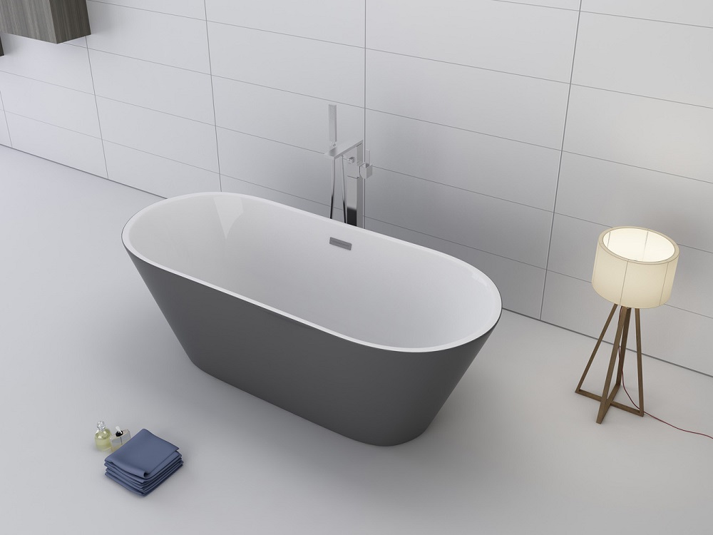 Badewanne DEHLIA grau freistehend Jet-Line 1700x800 Bad Ausstattung