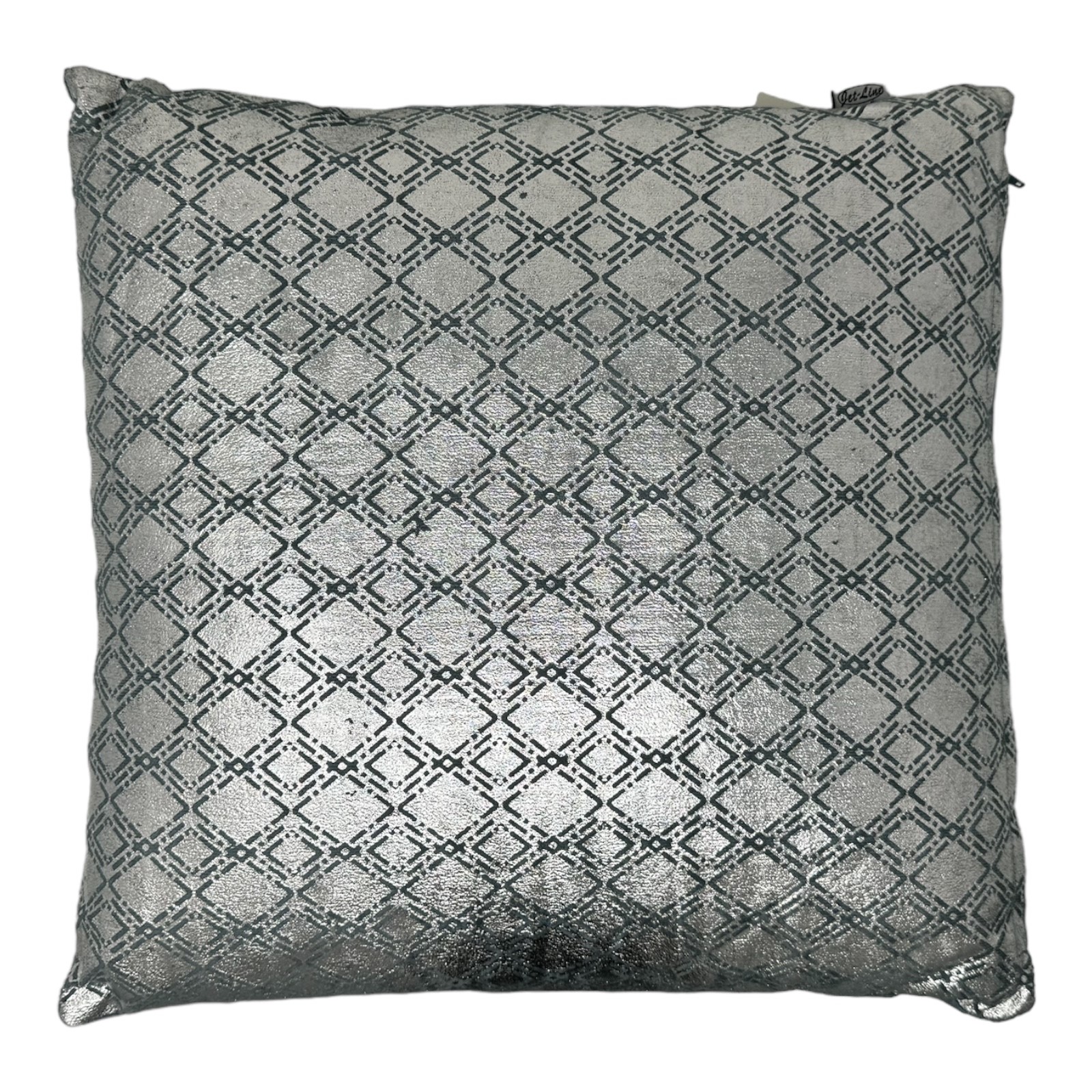 Jet-Line® 2-er Set Dekokissen Raute Petrol/Silber 40x40 cm Indoor Zierkissen mit Füllung Indoor