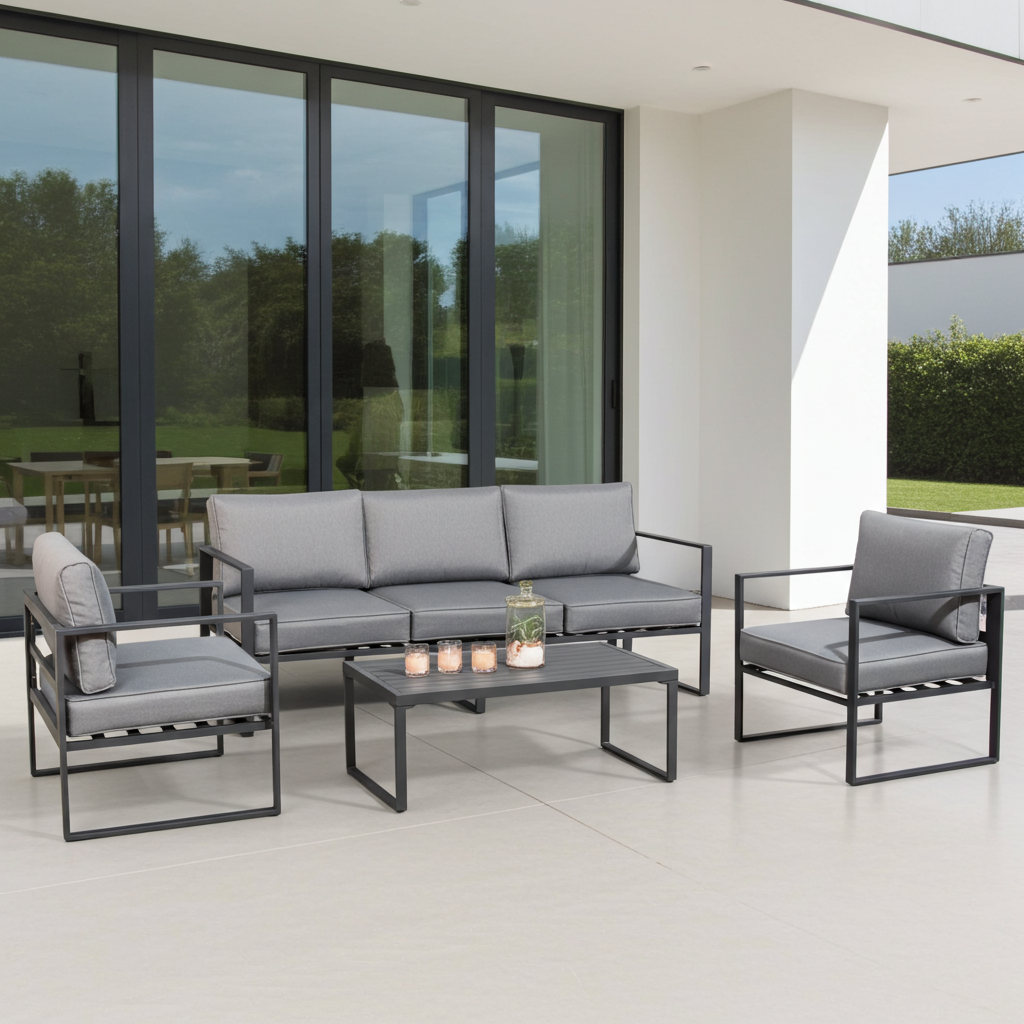 Jet-Line Gartenmöbel Lounge Garten  KRETA II hellgrau Aluminium