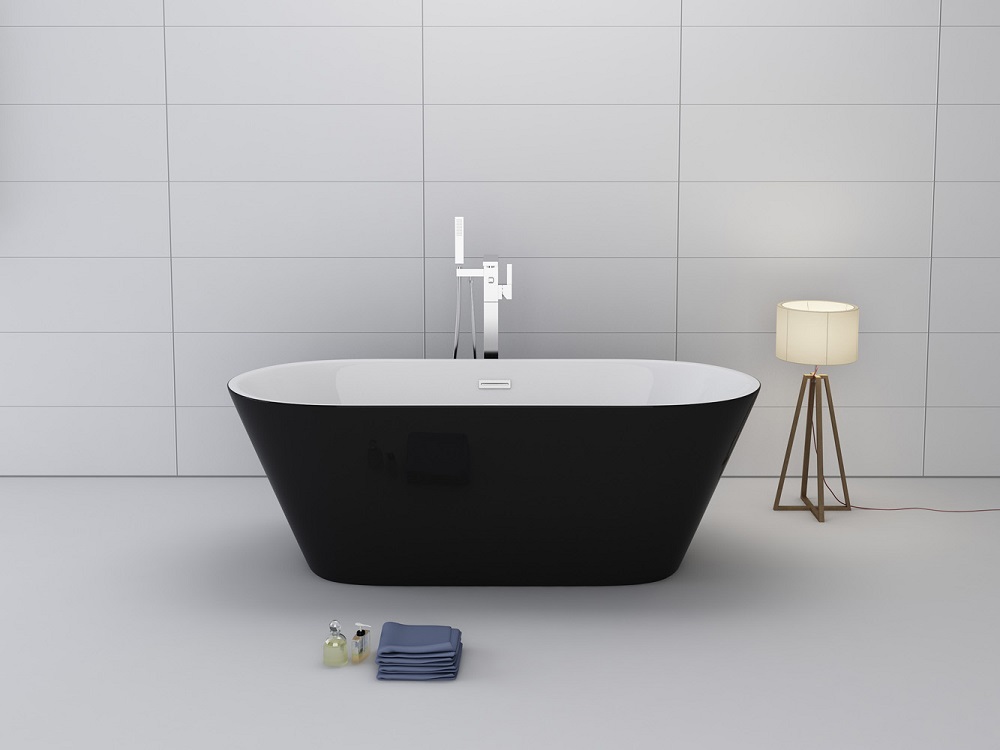 Badewanne Design LAUSANNE II schwarz Freistehend 170 x 80 cm