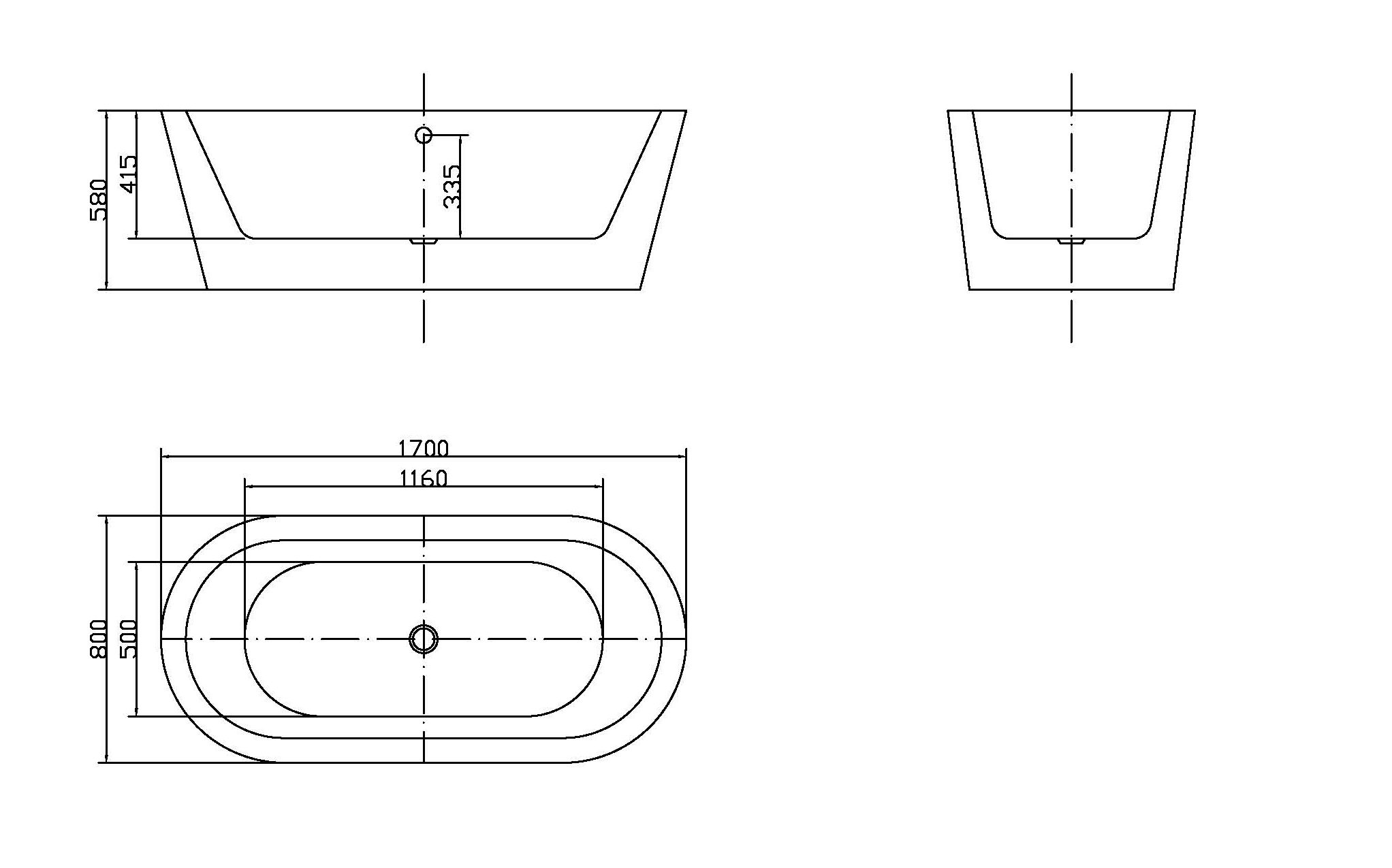 Jet-Line Bathtub "Maggiore" black