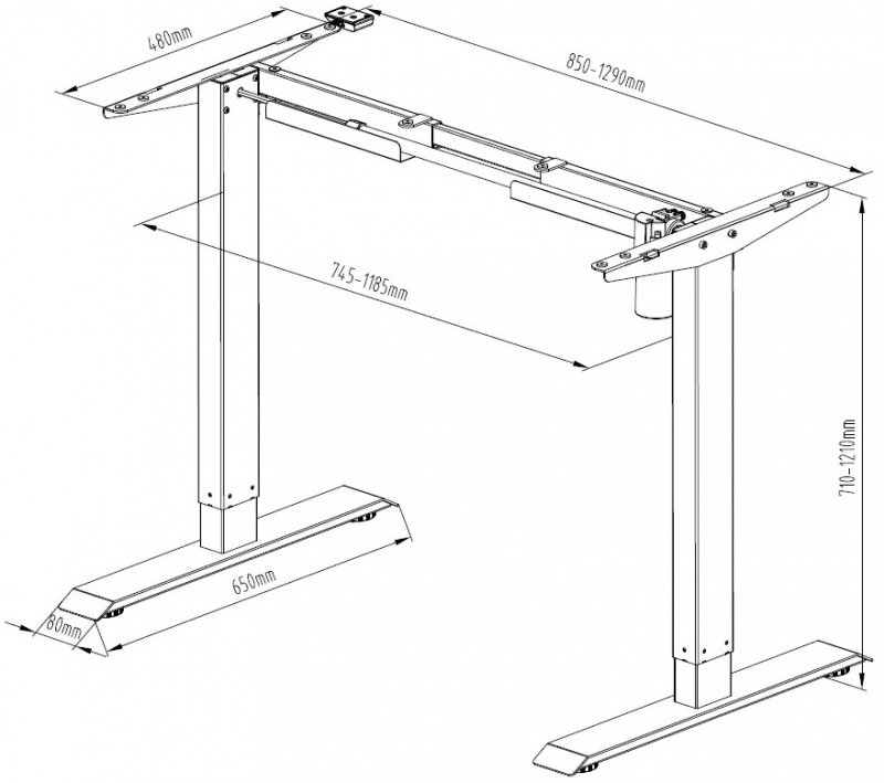 Height-adjustable desk (base + tabletop), black