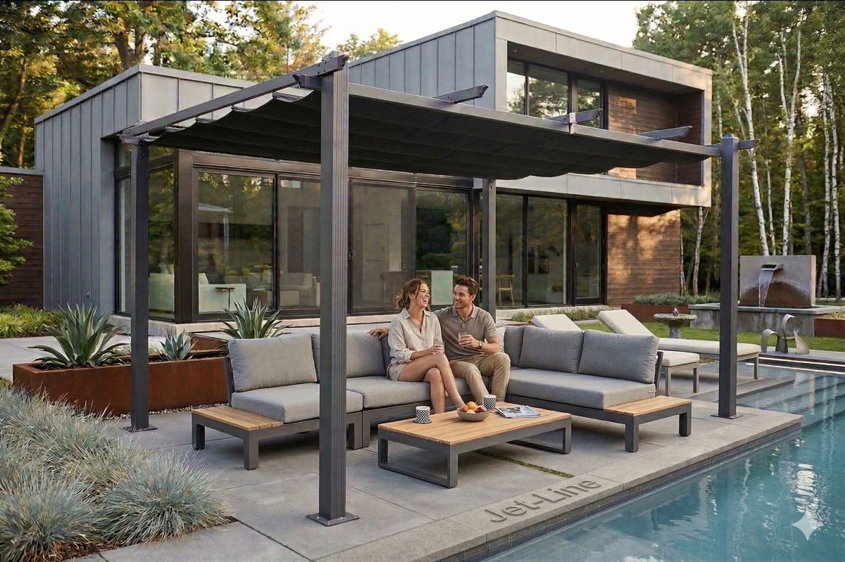 Pavillon Gartenpavillon 3x4m Luxor anthrazit aus Aluminium UV-Schutz wasserabweisende Überdachung