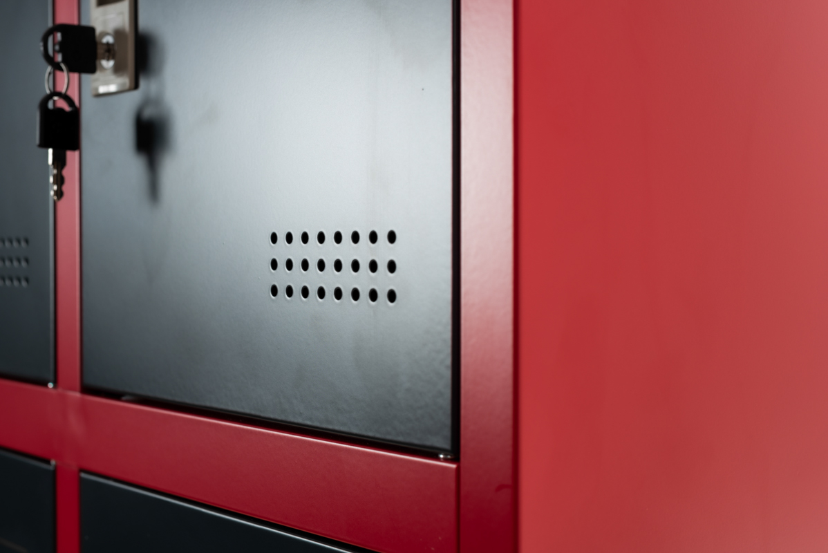 Steel Office-Cabinet BUDAPEST locker 1door red-dark grey