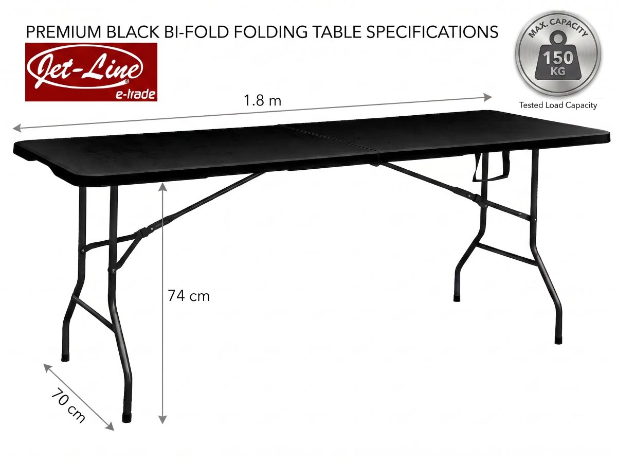 Buffettisch Gartentisch Klapptisch zusammenklappbar faltbar schwarz grau 180x70x74cm NIKOLAUS
