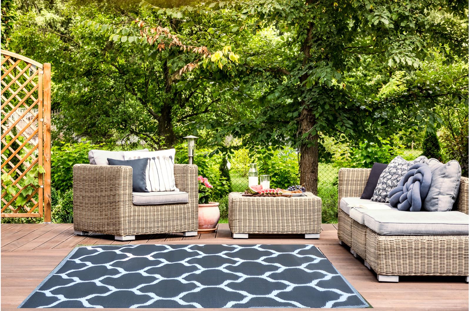 Garten Outdoor Teppich Kate 150x240cm schwarz von Jet-Line Balkon Terrasse