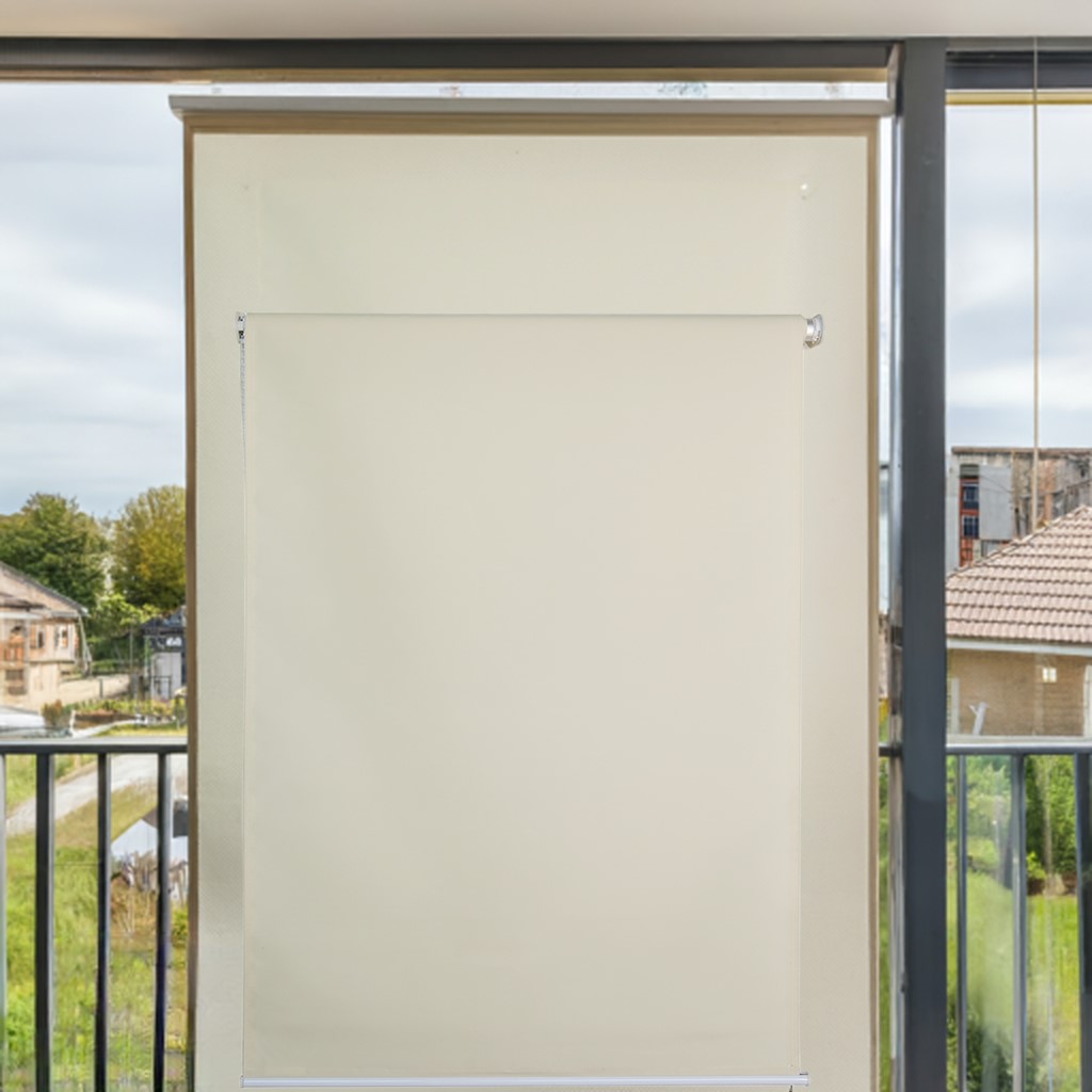 Vertikalmarkise Balkonmarkise Beschattung Sichtschutzrollo 1.0 x 2.3 m beige Außenrollo