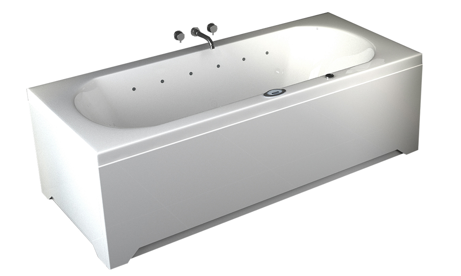 Whirlpool Badewanne Vincenca 180 x 80 cm, weiss mit LED