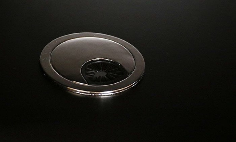 Büro Empfangstheke Zürs schwarz Büromöbel Empfang Theke 2.2 m Glasfront