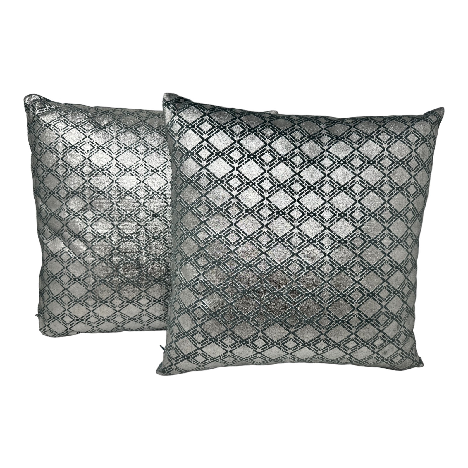 Jet-Line® 2-er Set Dekokissen Raute Petrol/Silber 40x40 cm Indoor Zierkissen mit Füllung Indoor