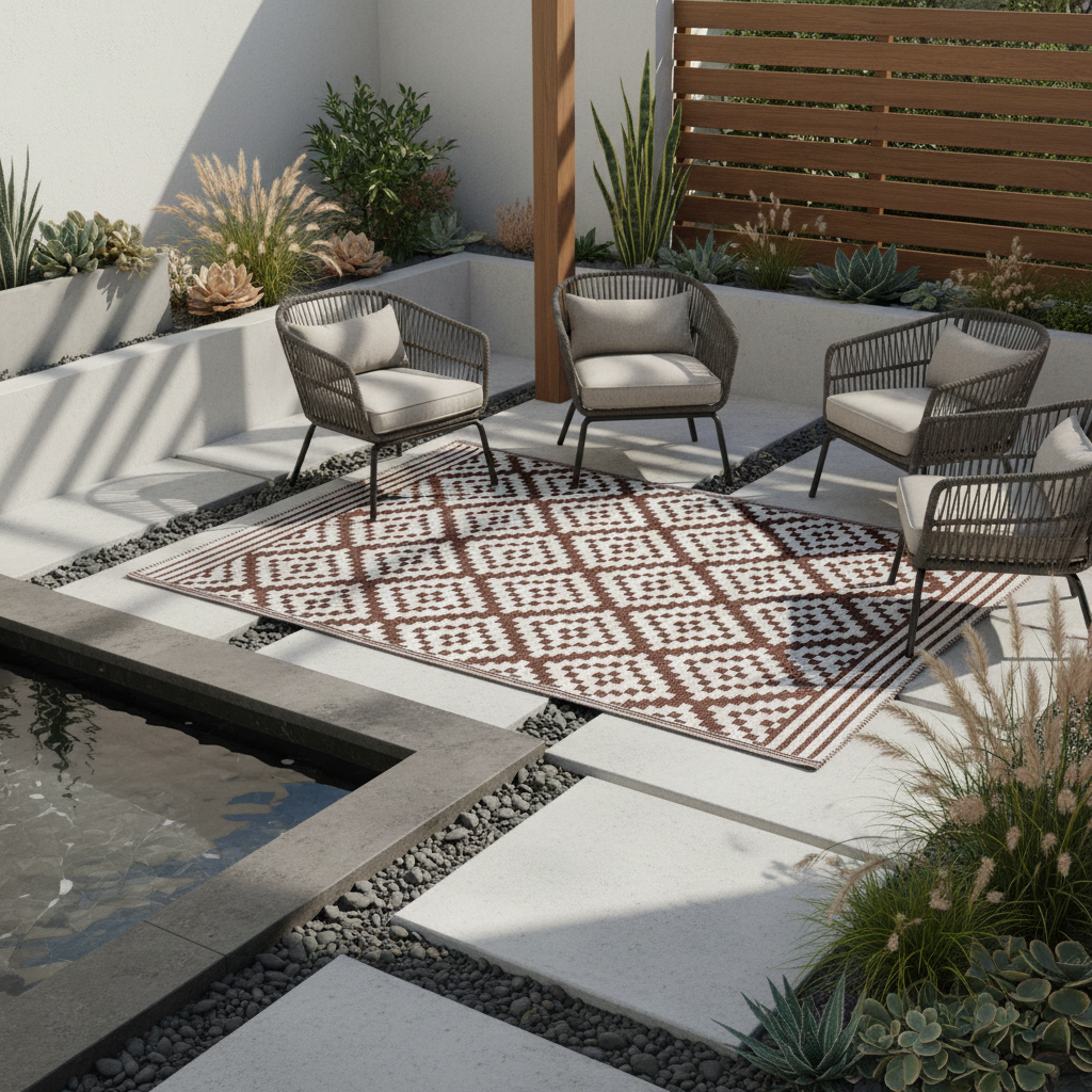 Garten Teppich Outdoor Kunststoffteppich AUSTIN braun 120 x 180 cm Balkon Terrasse