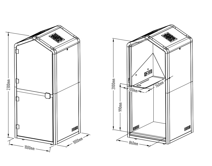 Telefonbox Büro Schallschutzkabine Meetingraum 1000x1000x2300 anthrazit - weiss Jet-Line