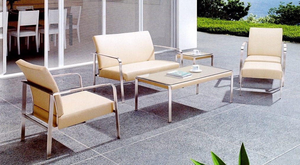 Gartenset Aphrodite, creme Edelstahl Gartenmoebel Gartenset Lounge Jet-Line Essgarnitur Gartenlounge