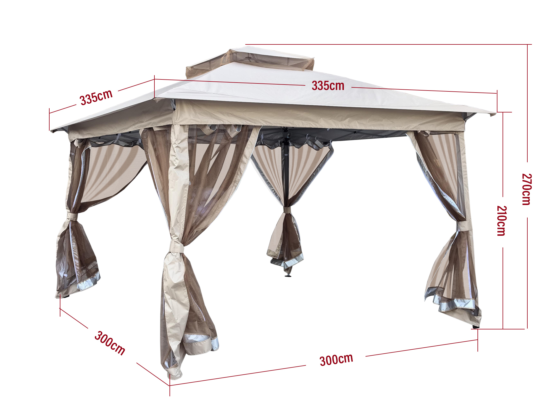 Pavillon Gartenpavillion Pergola Metall Outdoor Kleopatra 335x335x270cm faltbar