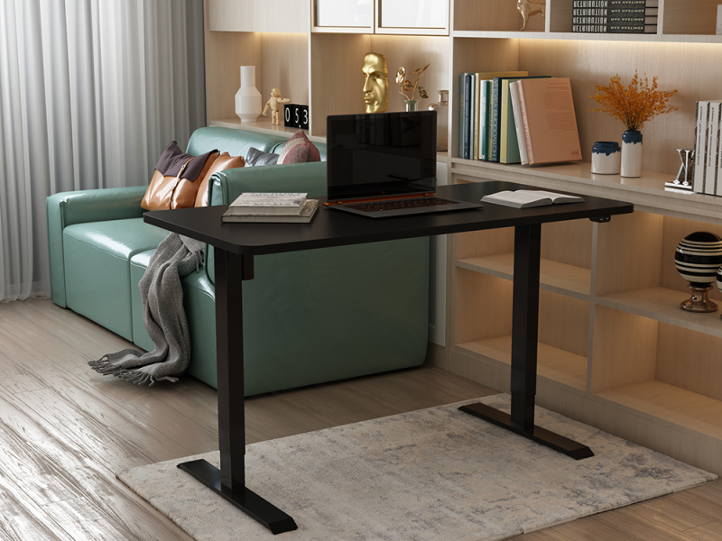 Height-adjustable desk (base + tabletop), black