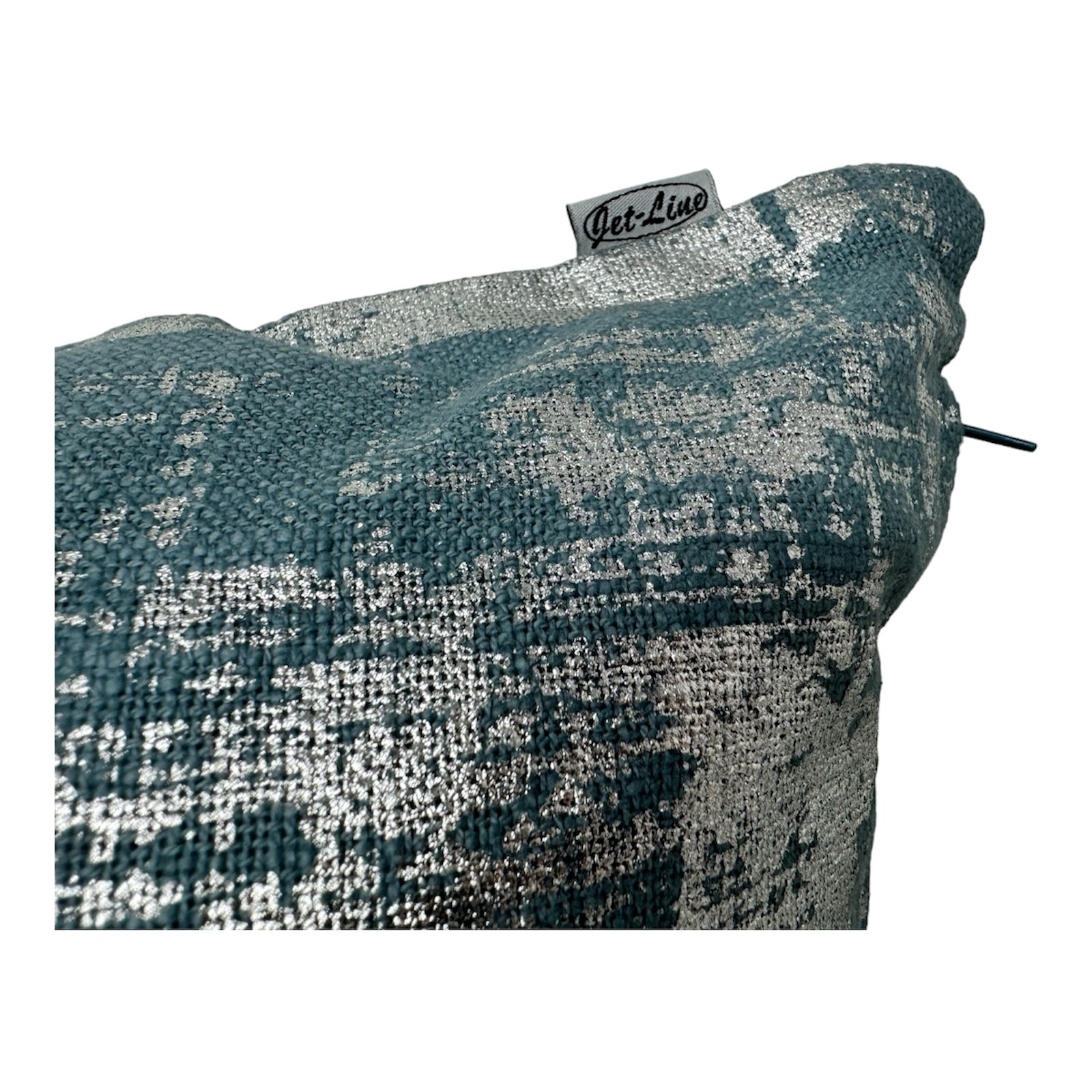 Jet-Line® 2-er Set Deko Kissen Petrol - Silber 40x40 cm Sofakissen Indoor mit Füllung