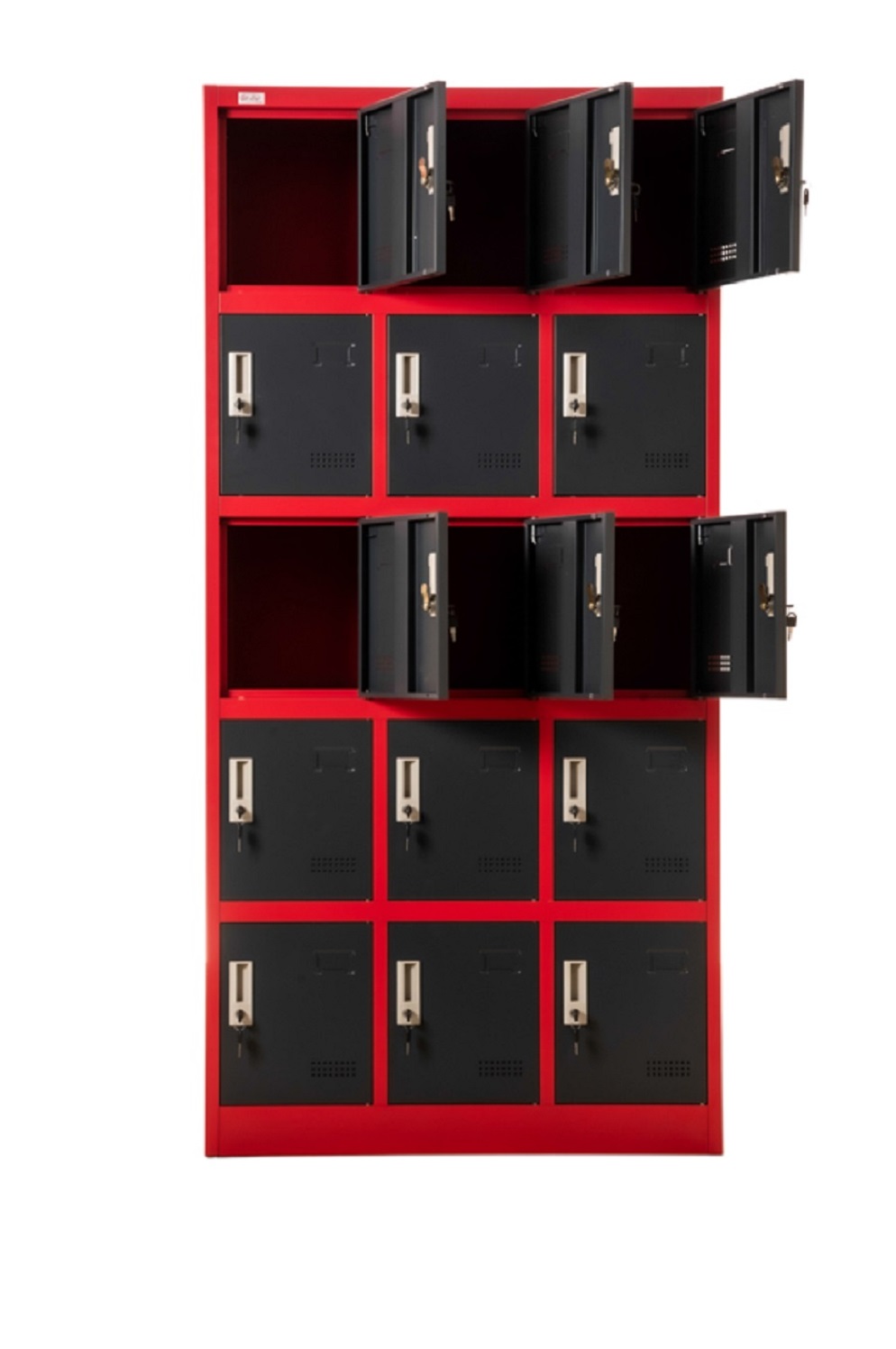 Steel Office-Cabinet BUDAPEST locker 1door red-dark grey