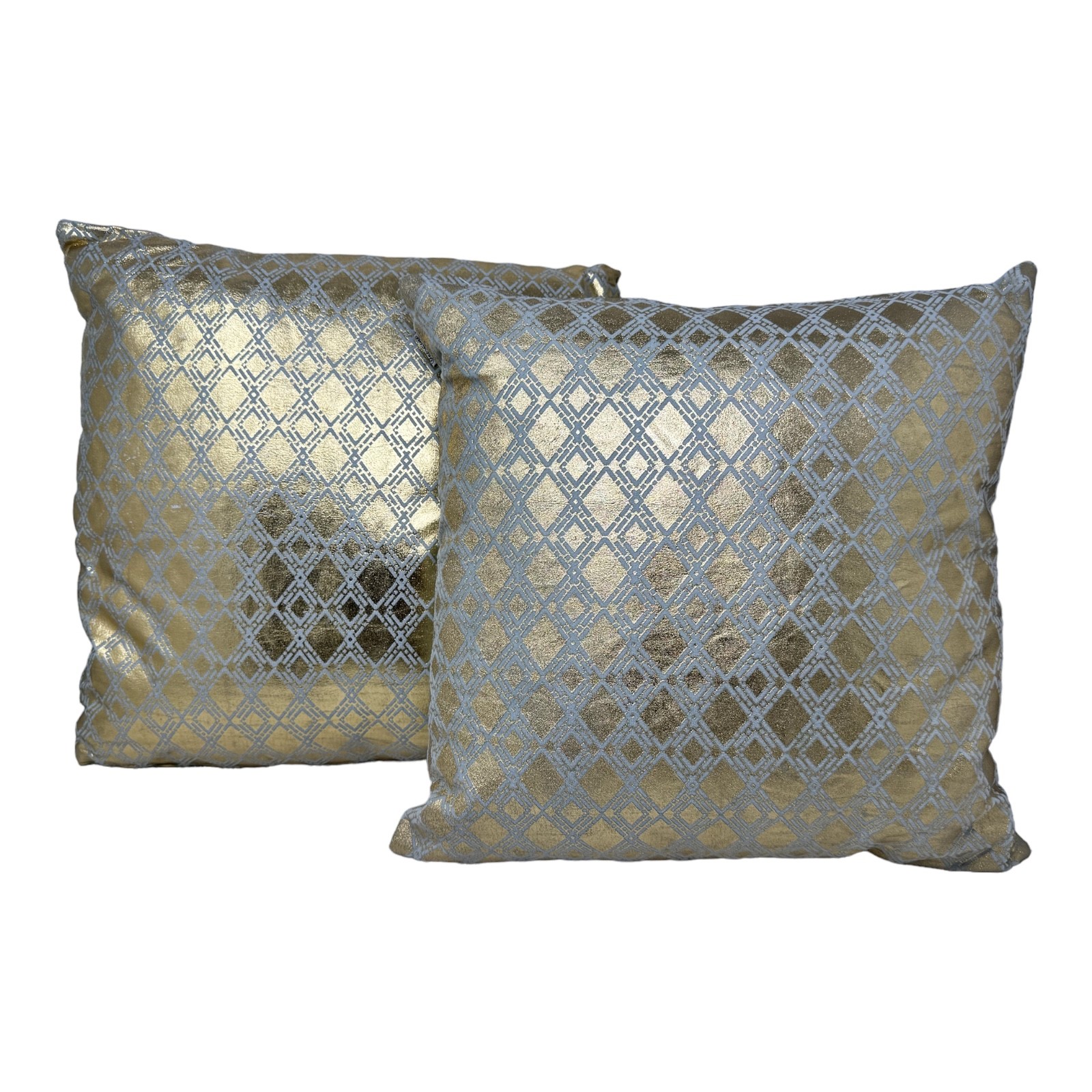 2-er Deko Zier Kissen Set Raute Gold 40x40 cm Sofakissen für Indoor mit Füllung