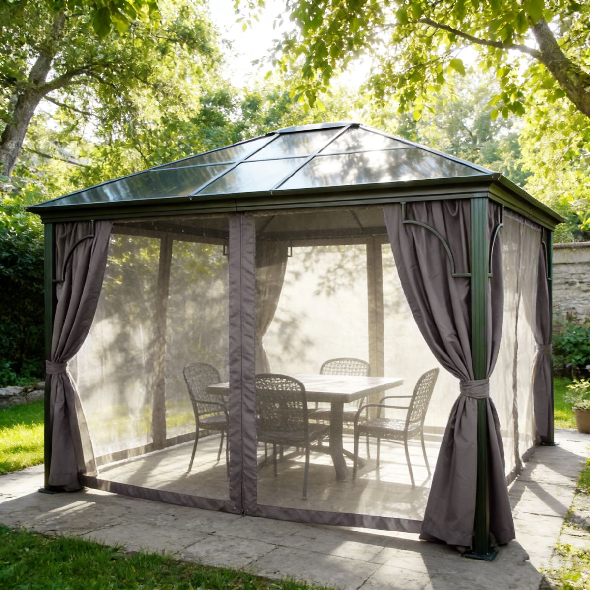 Pavillon Gartenpavillon 3x4,2m  Sahor anthrazit Aluminium UV-Schutz