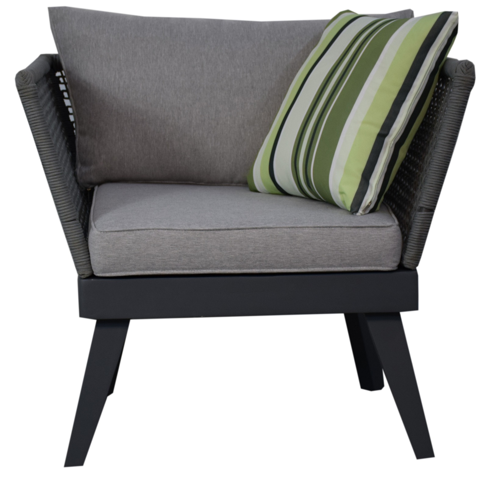 Gartenmöbel Lounge Sessel Gartenstuhl CUBA 87 x 73 x 73 cm grau mit Kissen Garten Terrasse Balkon