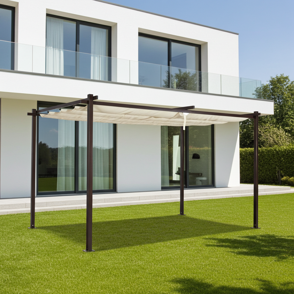 Pavillon Gartenpavillon 3x4m beige-anthrazit Luxor Light UV-Schutz wasserabweisende Überdachung