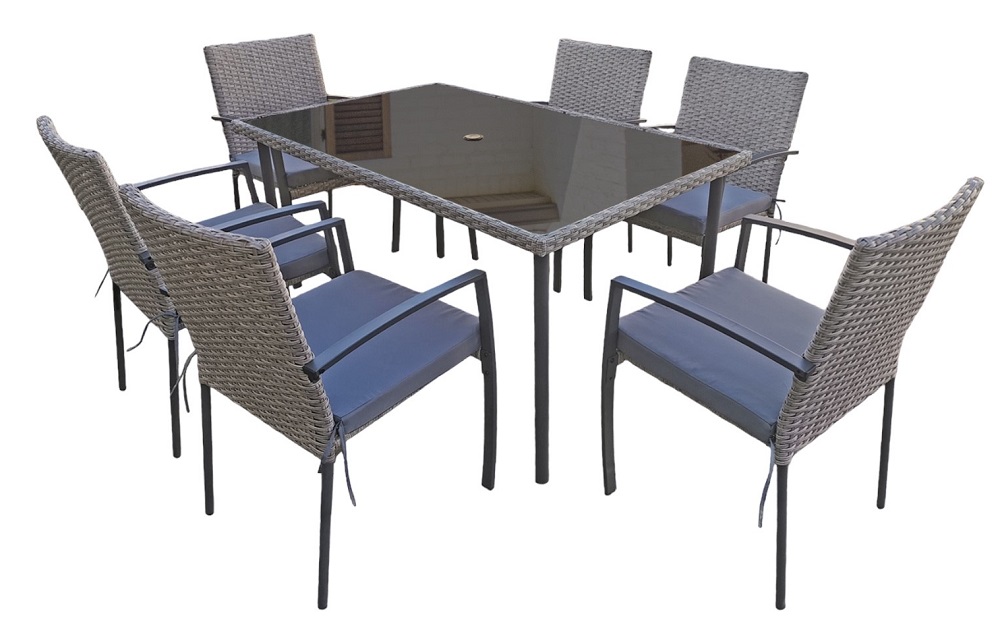 Gartenmöbel Essgruppe 6-Sitzer Carlo grau Jet-Line Dining Set
