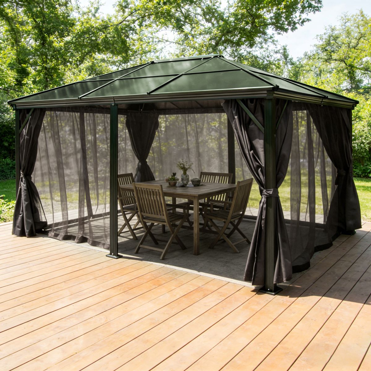 Pavillon Gartenpavillon 3,6x4,8m  Tamuros anthrazit Aluminium UV-Schutz