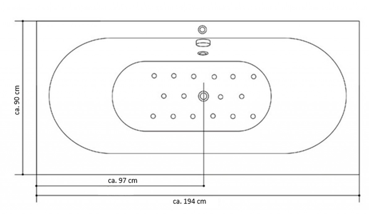 Villa Sofia schwarz Whirlpool 194 x 90 cm