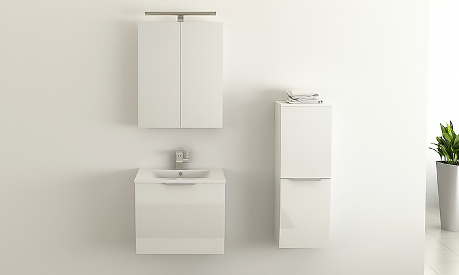 Jet-Line Badset Weiß – Modernes Badezimmermöbel-Set mit Spiegelschrank & zusätzlichem Hängeschrank