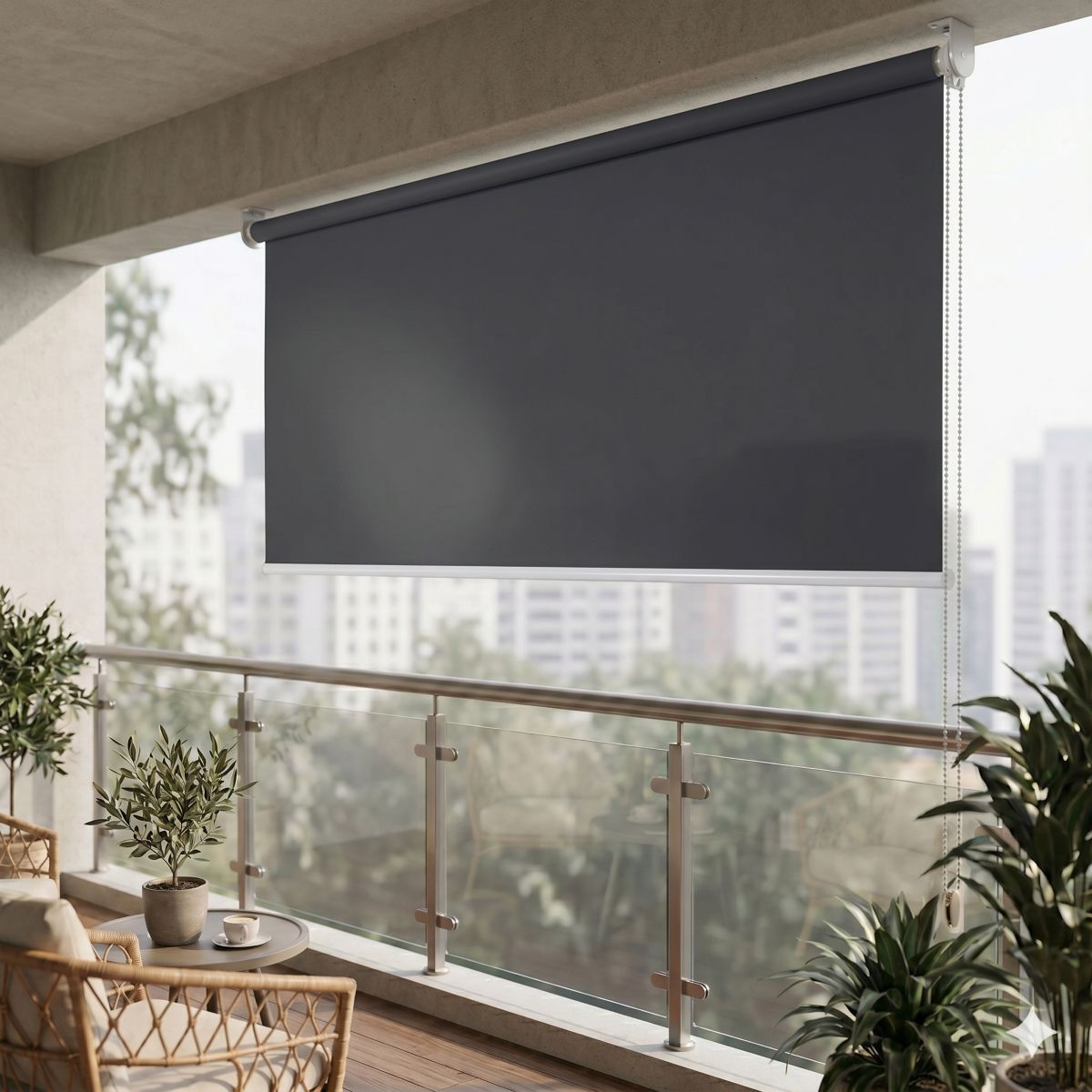 Vertikalmarkise Balkonmarkise Beschattung Sichtschutzrollo 1,4 x 2,3 m anthrazit Außenrollo Garten