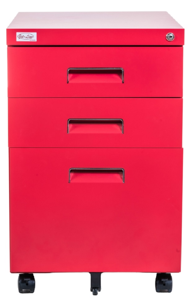 Jet Line PAUL Office Roller Container red knock down