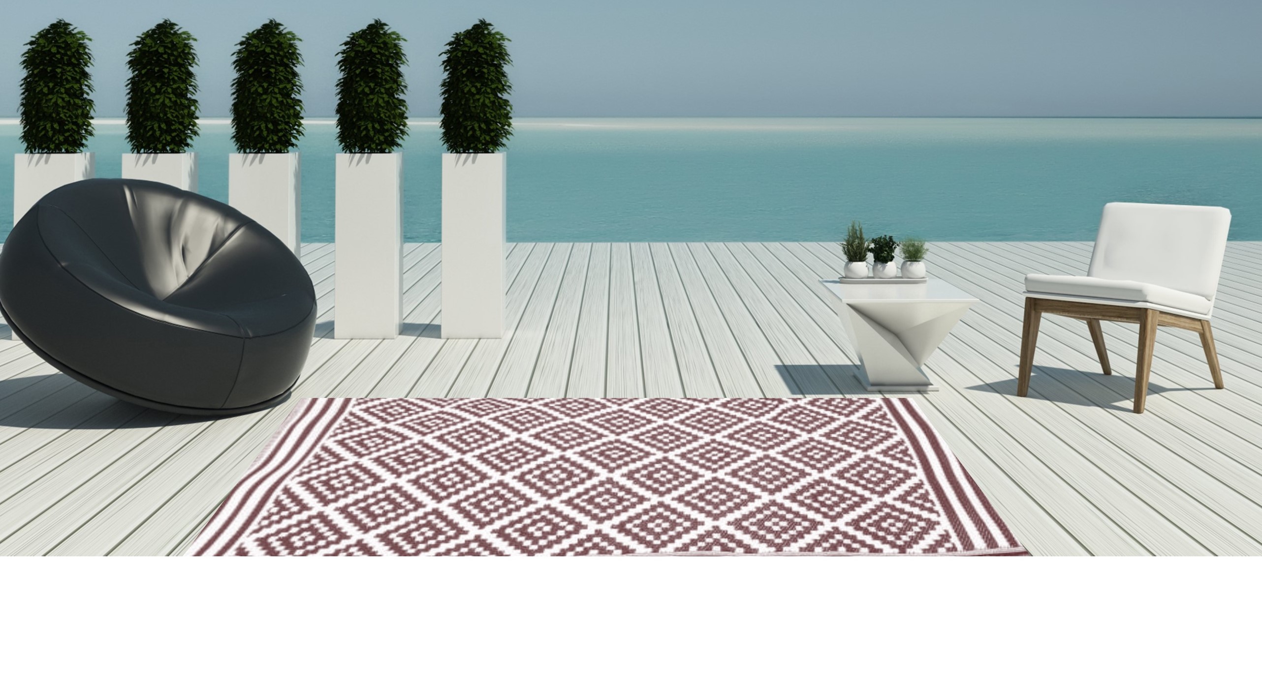 Garten Teppich Kunststoffteppich Austin braun 150x240cm Terrasse Balkon von Jet-Line
