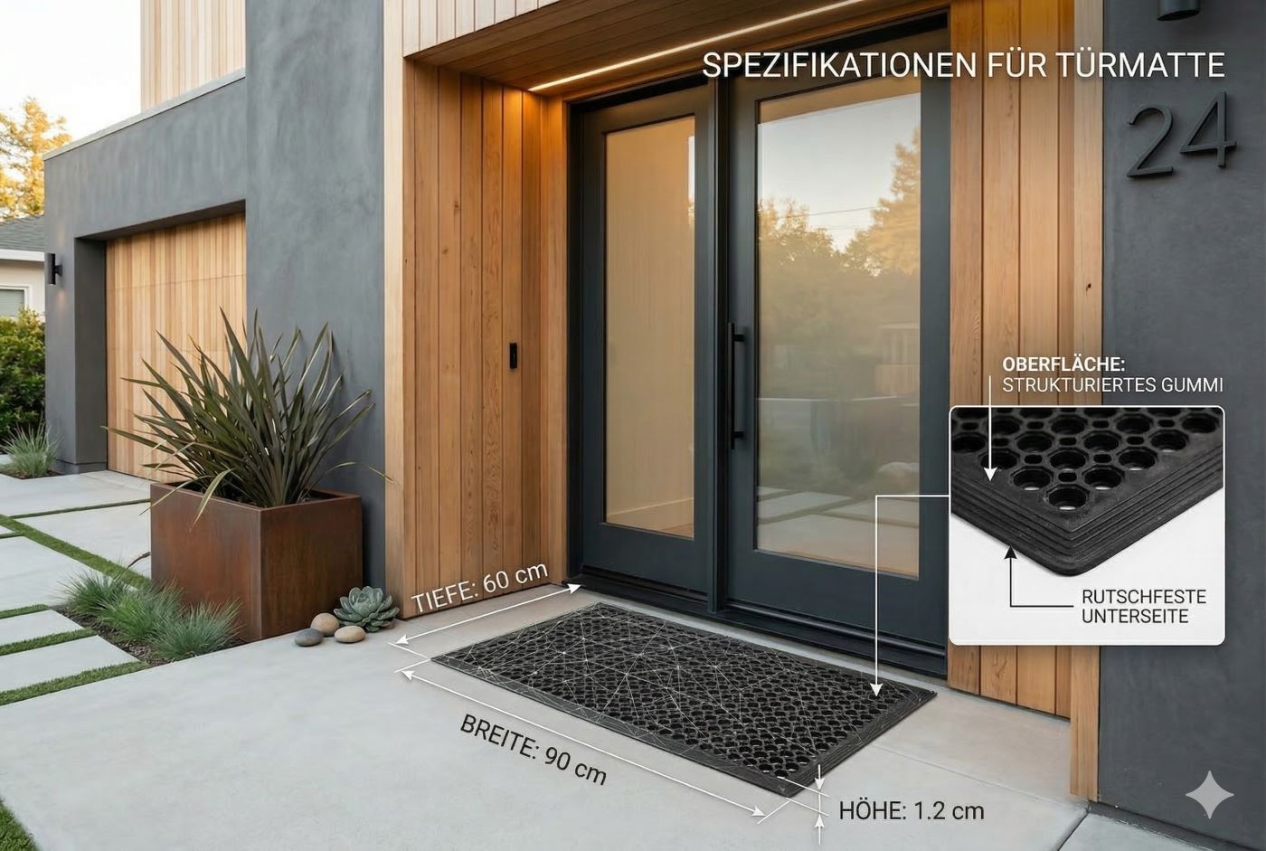 Fußmatte MONA 60x90x1,2 cm schwarz