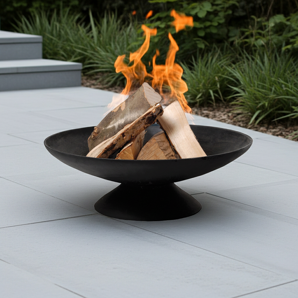 Feuerschale Indio schwarz 60 cm Garten Grill Outdoor Feuerstelle Feuerkorb