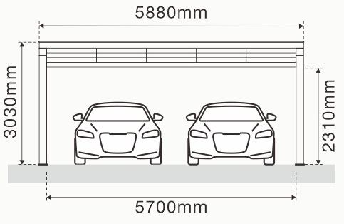 Solar Carport Doppelcarport Aluminium Rahmen ohne Module für zwei Fahrzeuge